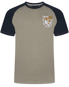 KAM Raglan Tokyo Chest Print T-Shirt Laurel Oak